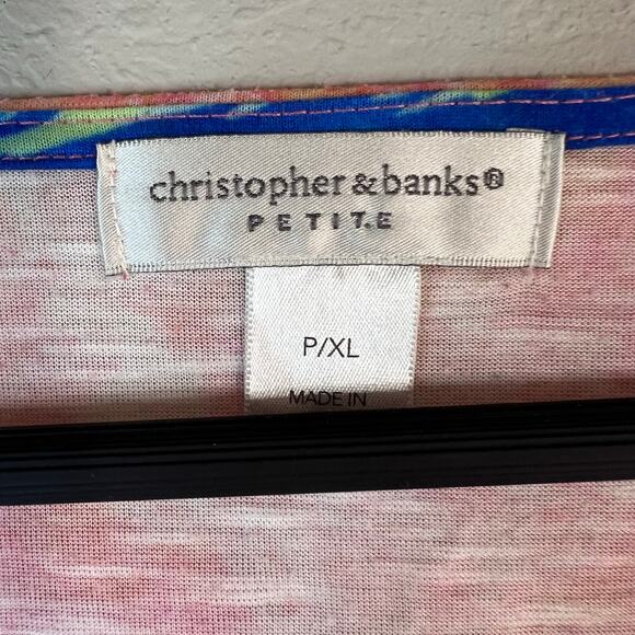 Christopher & Banks petite XL 3/4 sleeve rainbow tshirt - Picture 2 of 4